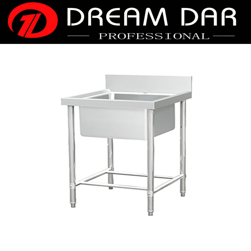 Customize assemble stainless steel commercial kitchen single sink with back panel