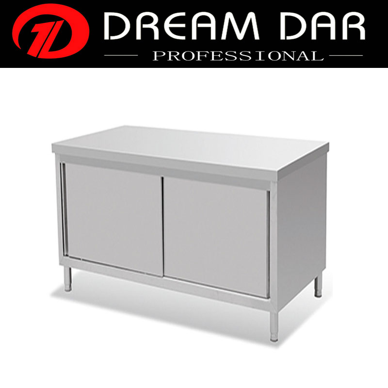 European Style Stainless Steel Kitchen Storage Cabinet with Two Sliding Doors