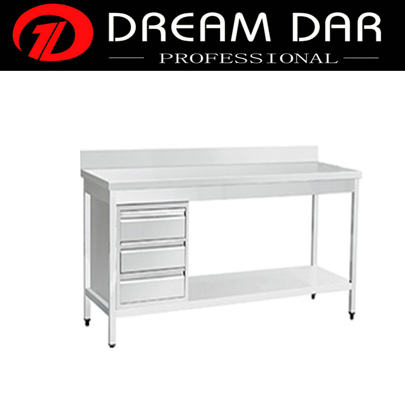 Hotel restaurant stainless steel kitchen working table with drawer