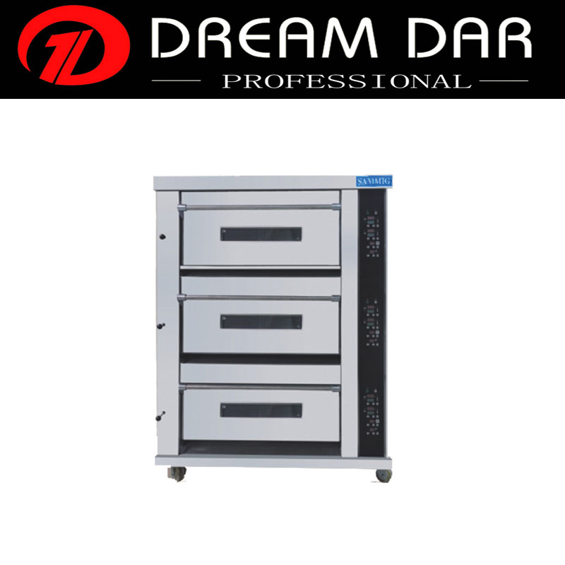 High Quality 3 layer 6 tray Gas baking bread pizza oven