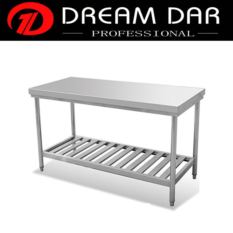 Commerical Stainless Steel Kitchen Double Layer Work Table With Under Shelf