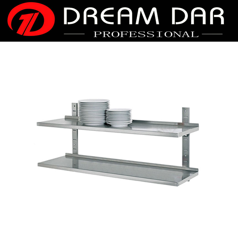 Stainless steel Double kitchen wall shelf For Restaurant hanging dish plate