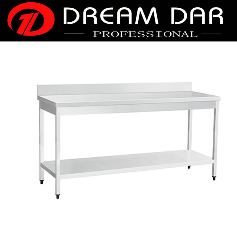 Italian Style Stainless Steel Kitchen Cooking Work Table 2 Tiers with Back panel