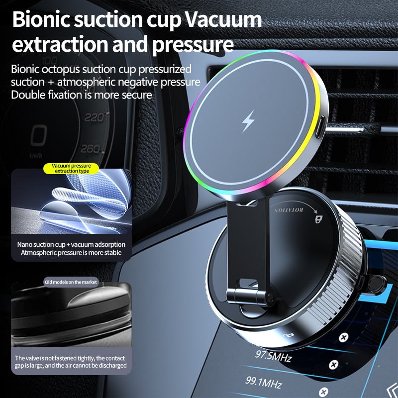 Upgraded Washable 360° Nano Gel Vacuum Magnetic Phone Holder 2025 Car Phone Holder for Magsafe Suction Cup Phone Mount for Car/for iPhone 17 Pro Max