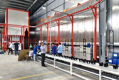 The French customer inspected the crescent coating powder coating line