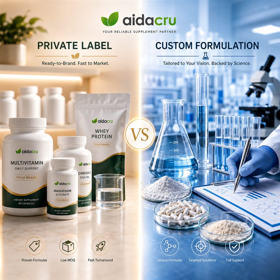 Private Label vs Custom Formulation Supplements: Which Manufacturing Model Is Right for Your Brand in 2026? square cover