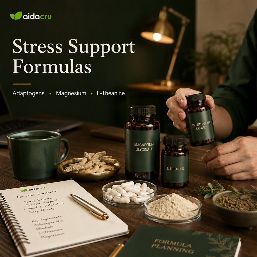 Stress Support Supplement Manufacturer Guide 2026: Adaptogens, Magnesium and L-Theanine OEM Formulas cover