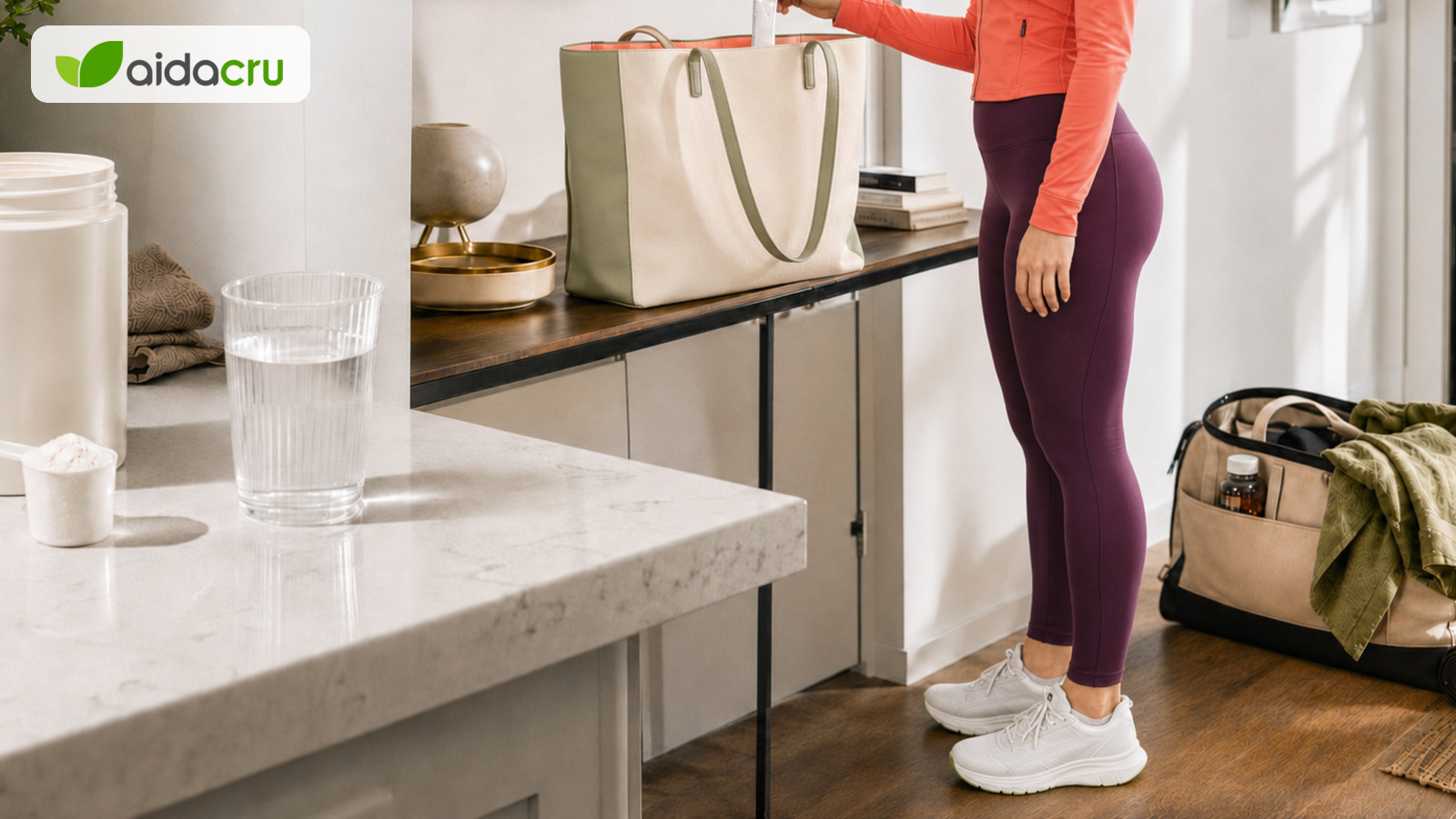 Women's creatine powder for daily fitness routines and portability