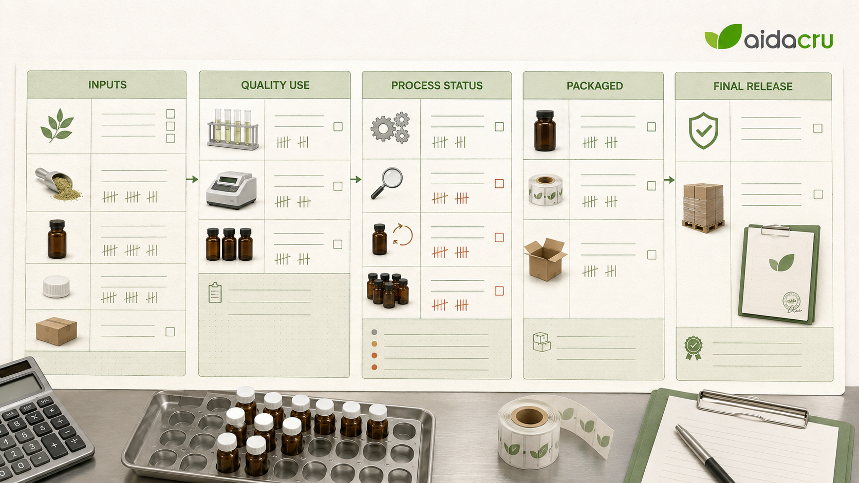 Supplement batch yield and packaging reconciliation worksheet