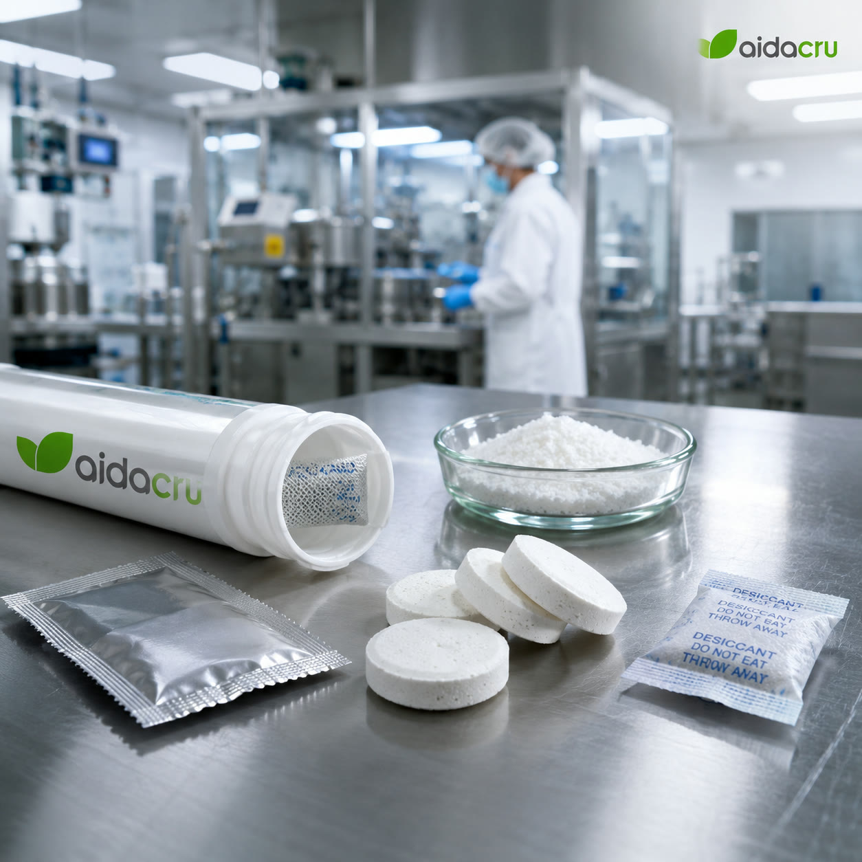 Effervescent tablet manufacturing with moisture-control packaging components
