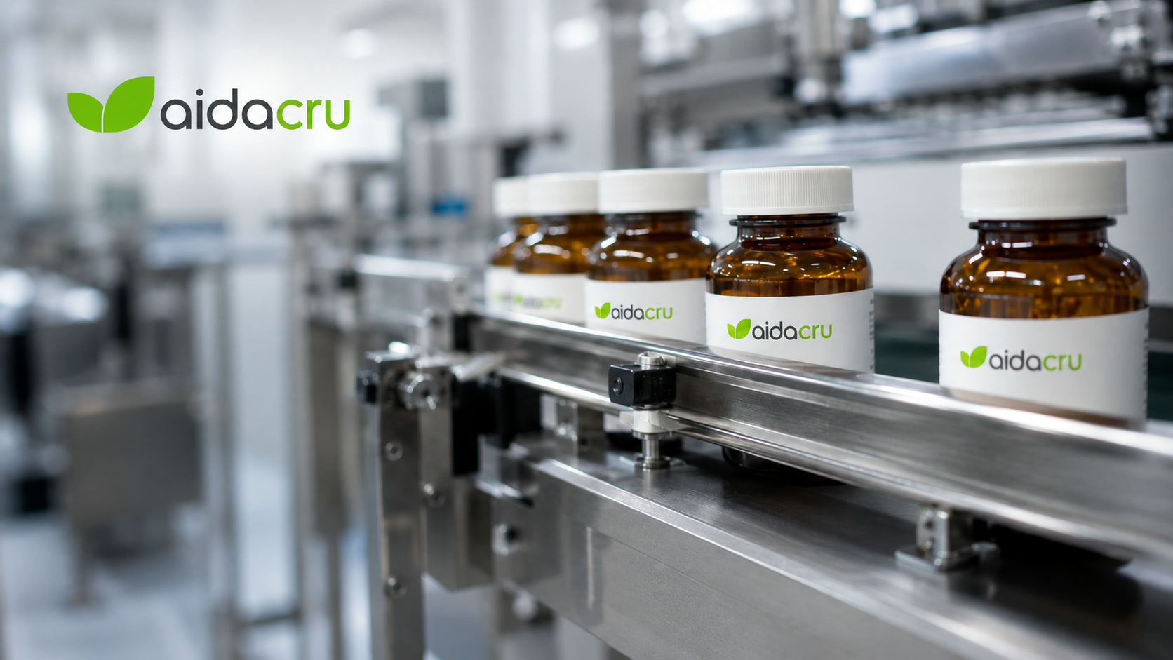 Finished dietary supplement bottles moving through final packaging and release