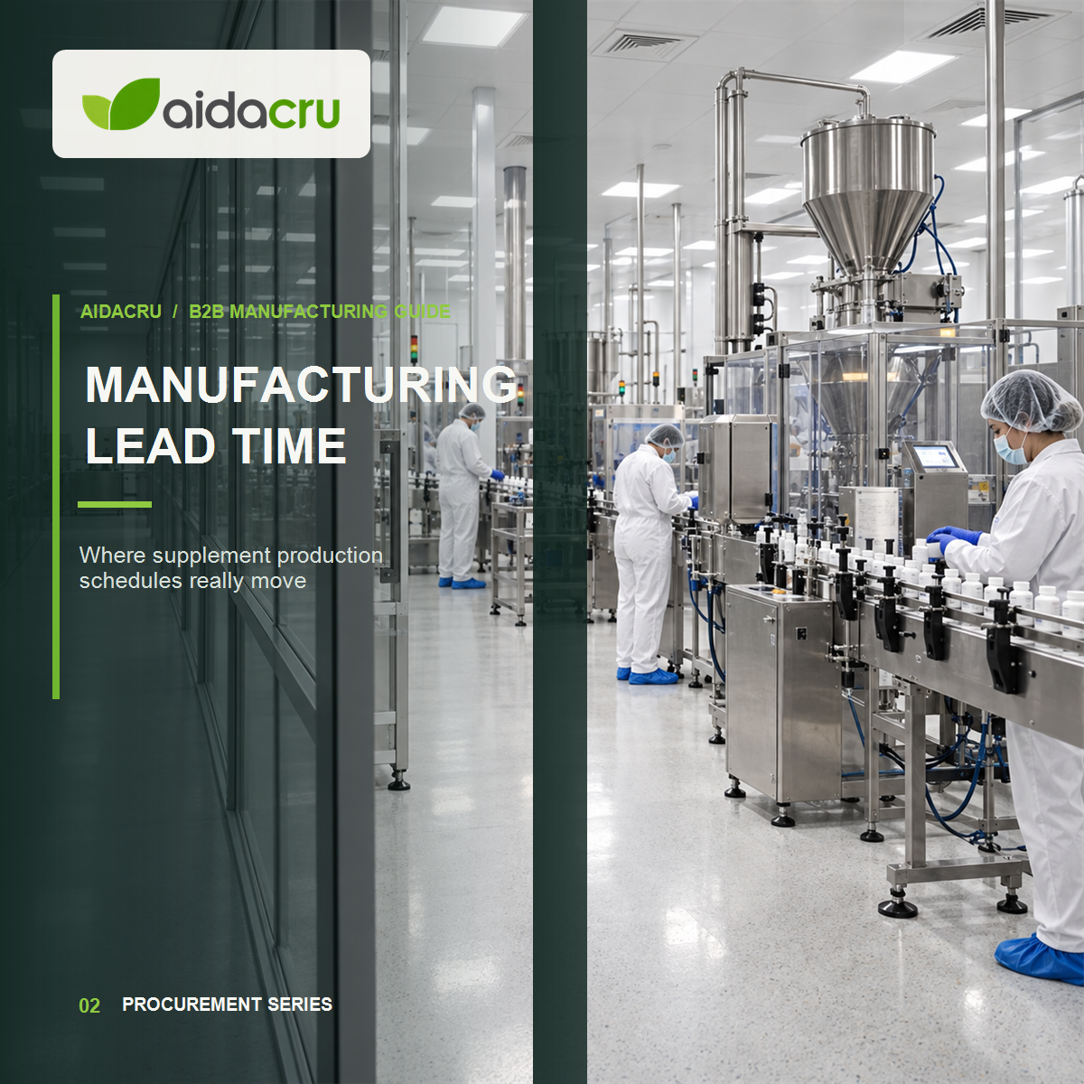 Supplement manufacturing lead time shown as a critical path from approved inputs to shipment