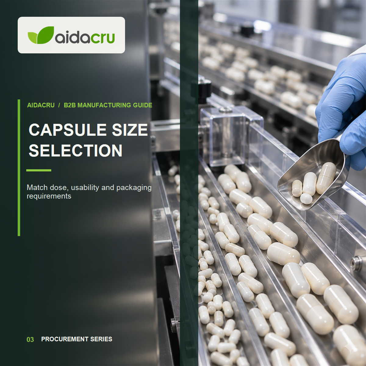 Supplement capsule size selection with different capsule volumes and powder blend data