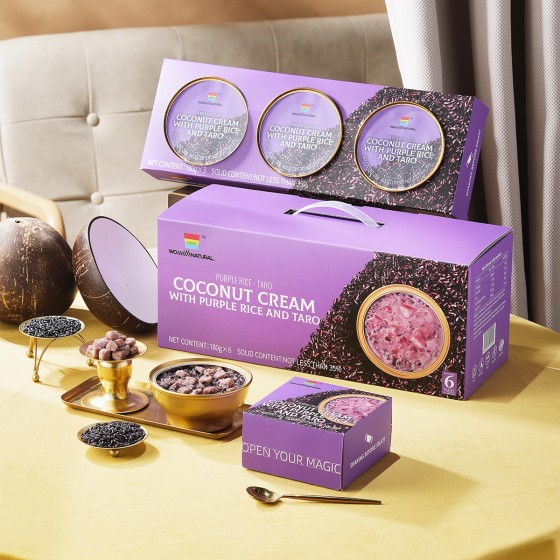Coconut Cream with Purple Rice and Taro