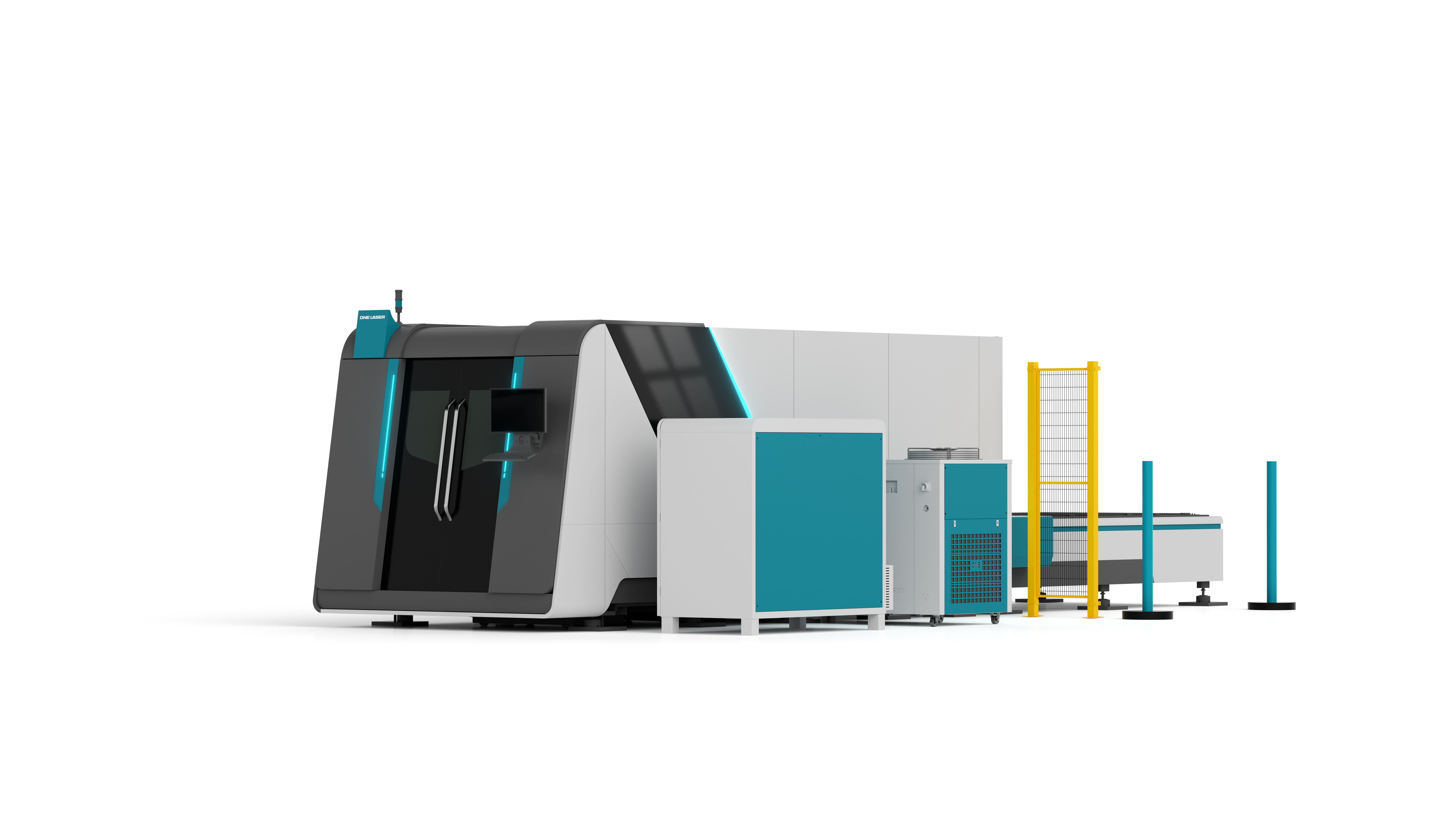 High-speed fiber laser cutting machine operating in a metal fabrication workshop