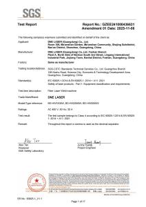 SGS Certificate for DNE Laser