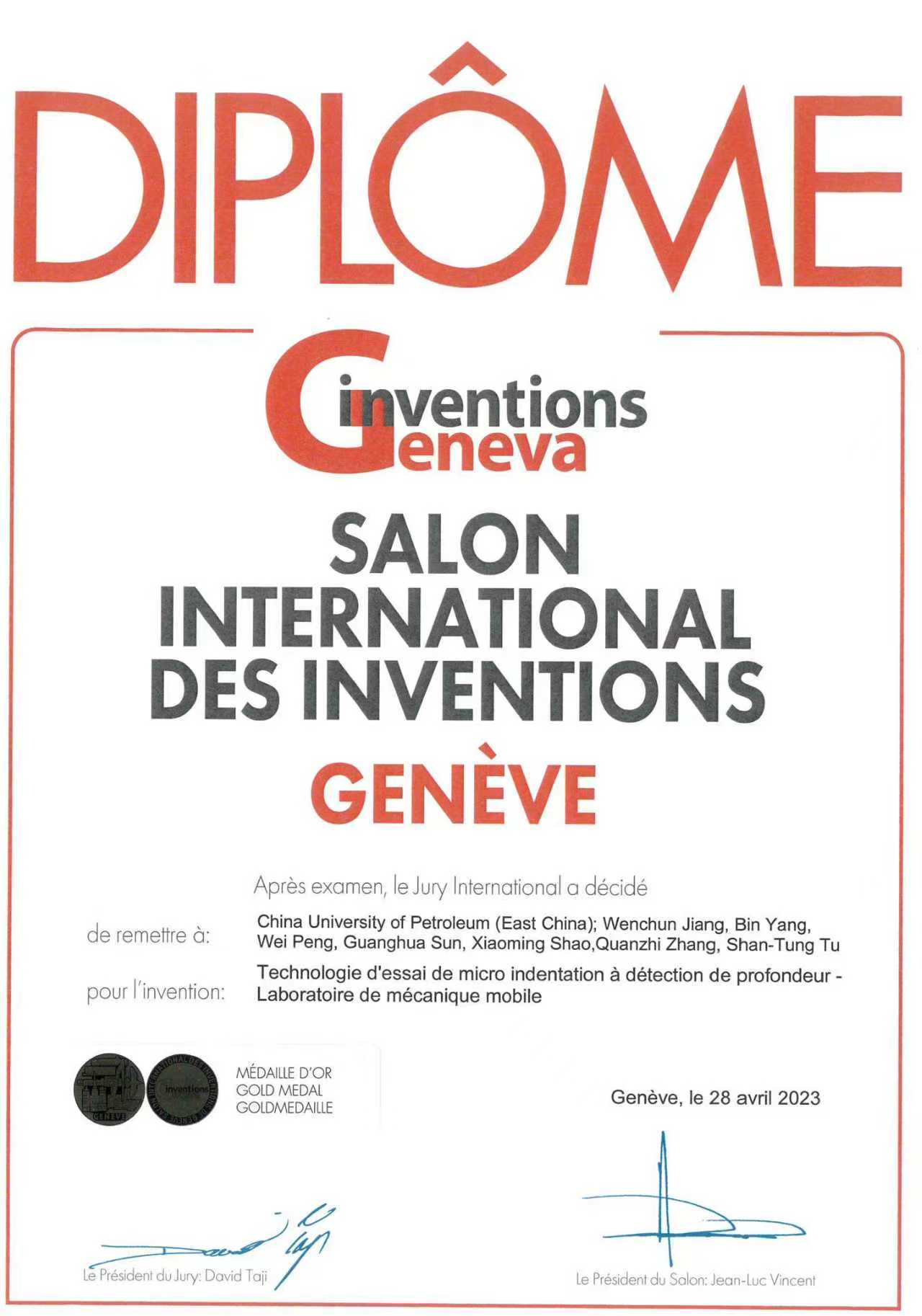 Geneva International Inventions Gold Medal