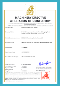Machinery Directive Attestation of Conformity