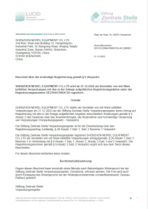 Bescheid über die erstmalige Registrierung gemäß § 9 VerpackG (Initial Registration Approval for German Packaging Act)
