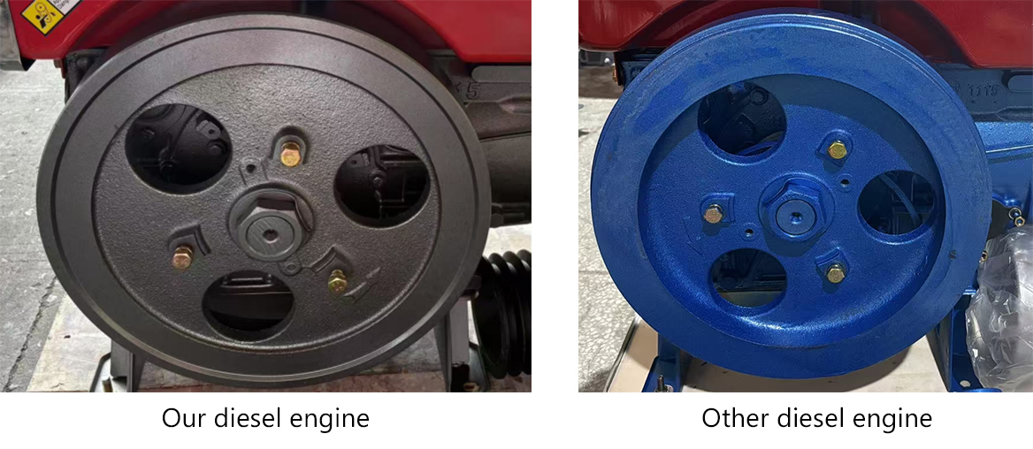 Spray painting comparison Comparison of spray painting results on diesel engine components