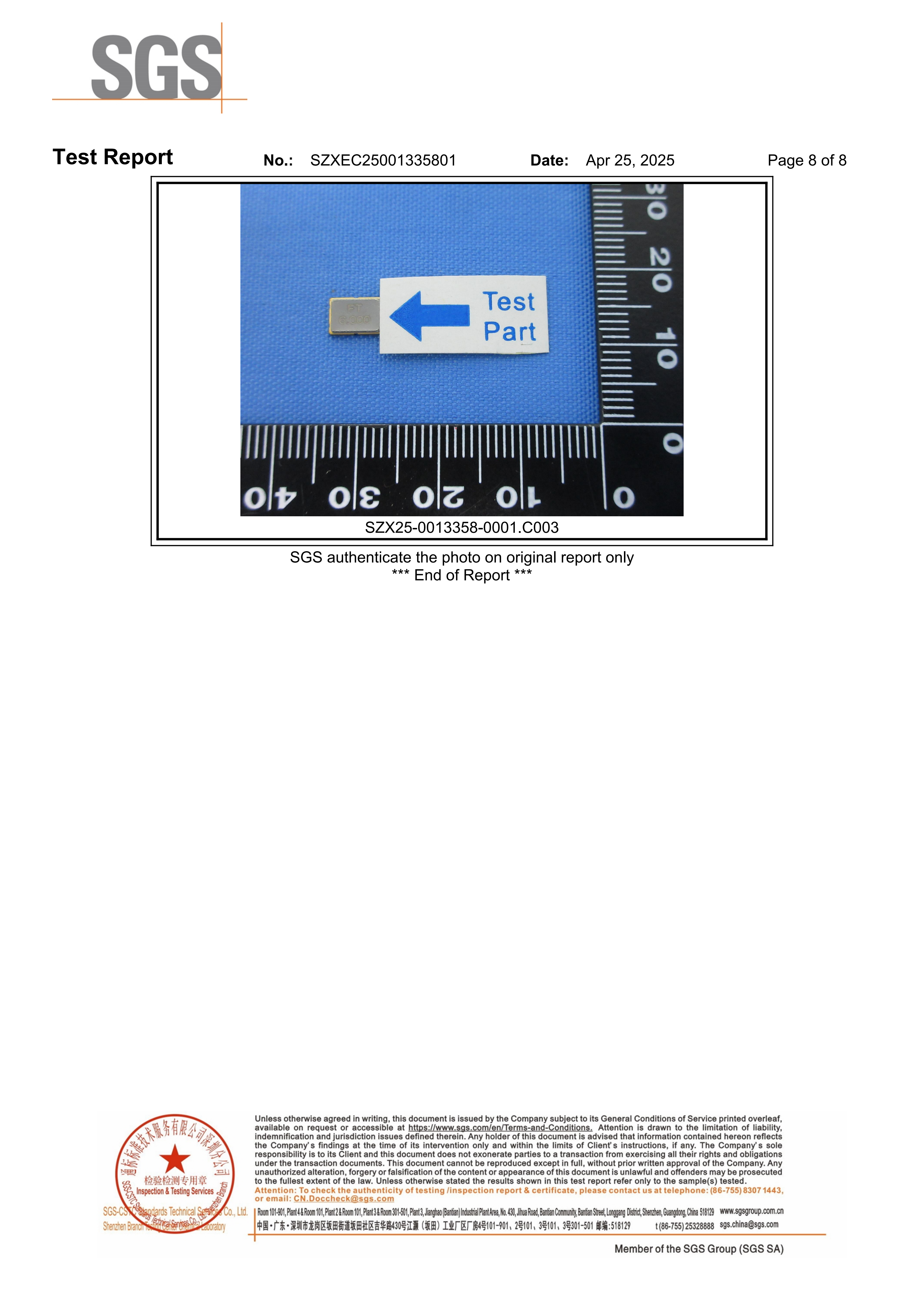 RoHS Test Report for SMD Quartz Crystal