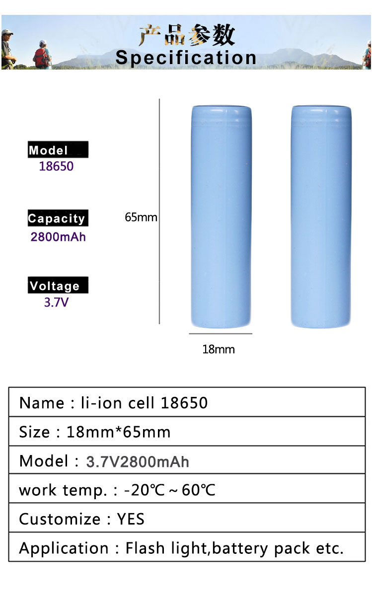 18650 3.7 V 2800 mAh lithium-ion cell format used in racing drone battery packs