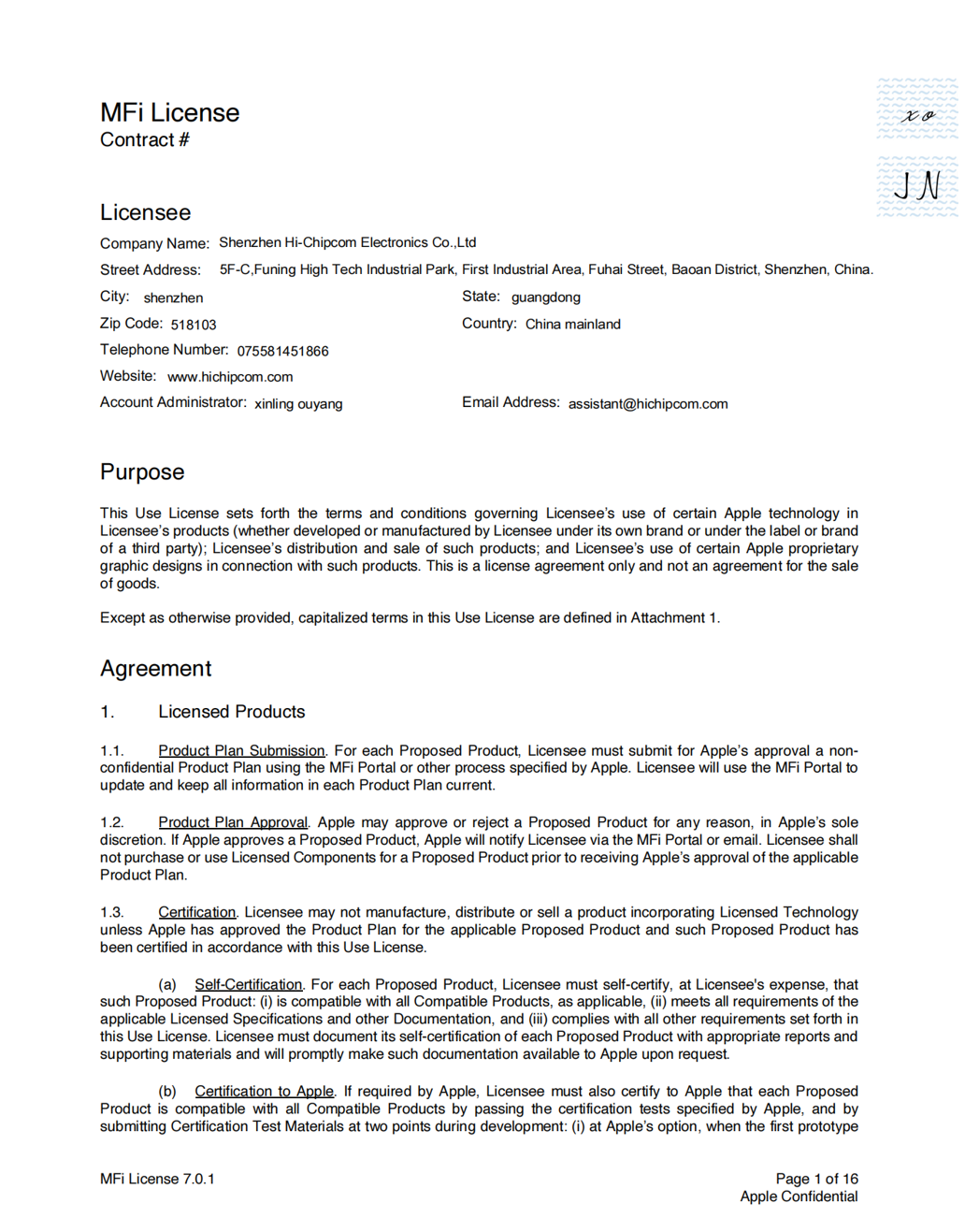 Apple MFi Certification for HCC