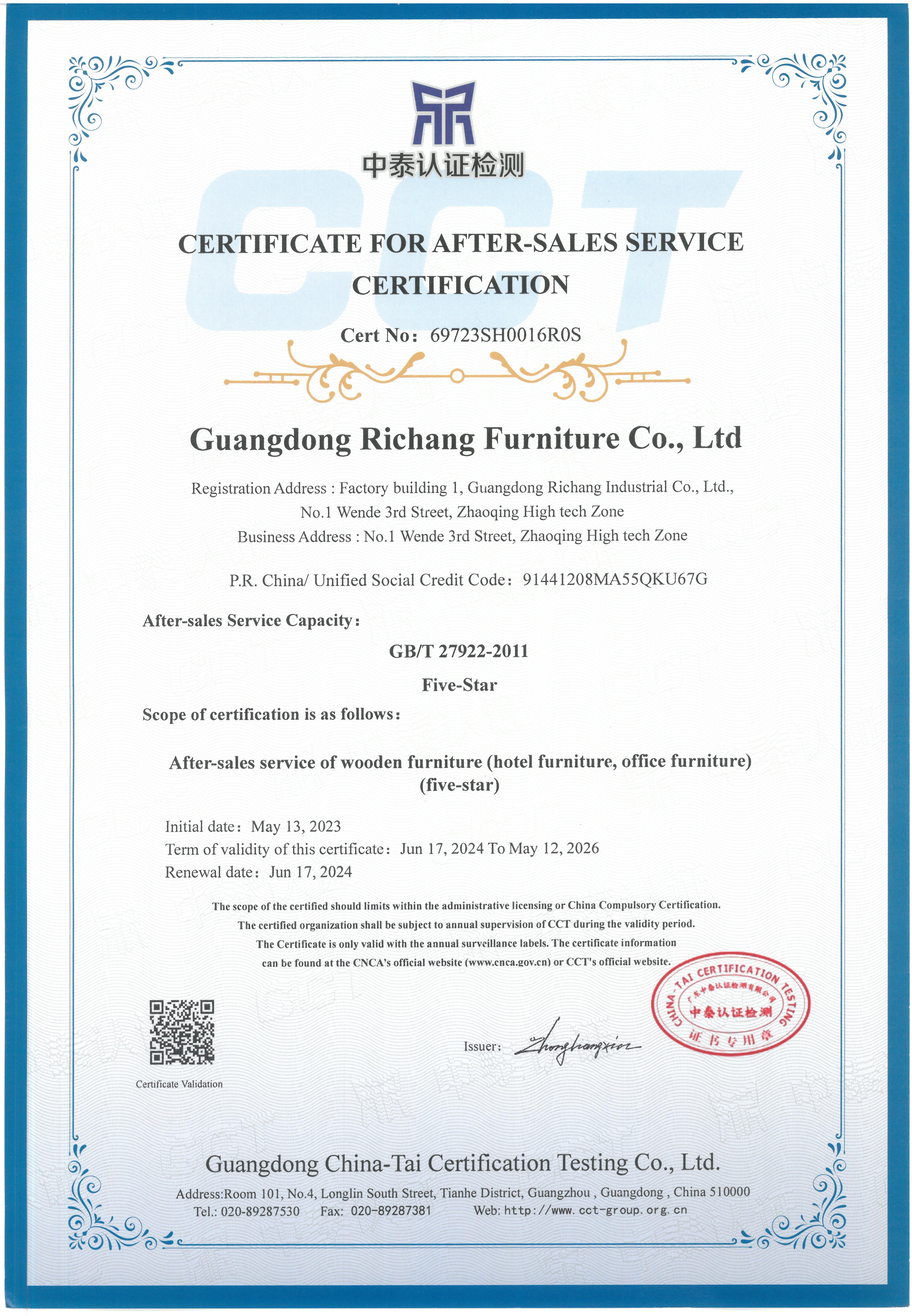 RICHART Certifications