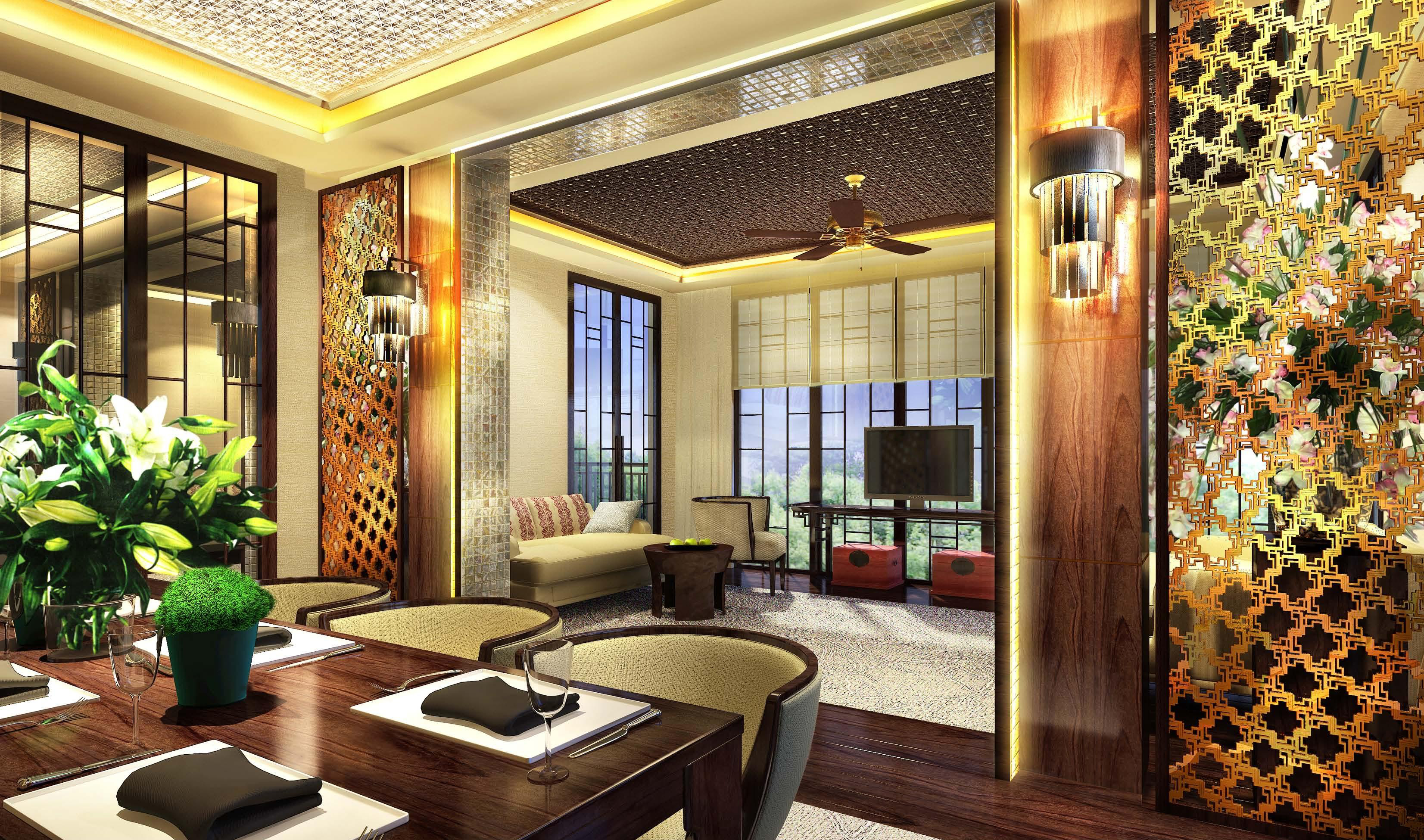 Elegant hotel restaurant with custom furniture