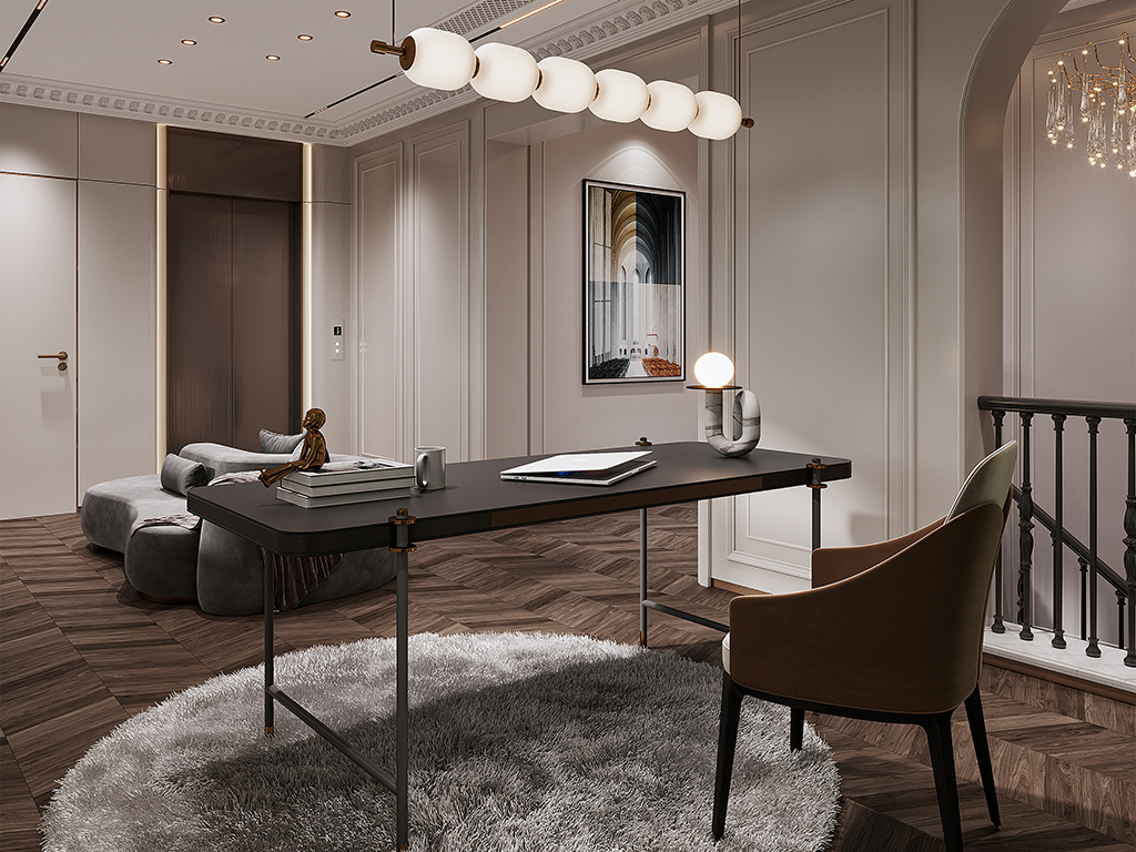 Handcrafted tea room furniture in a luxury villa