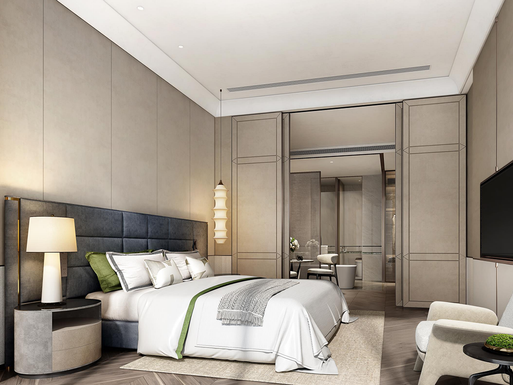 Elegant hotel guest room upholstered bed custom furniture for five-star hotels