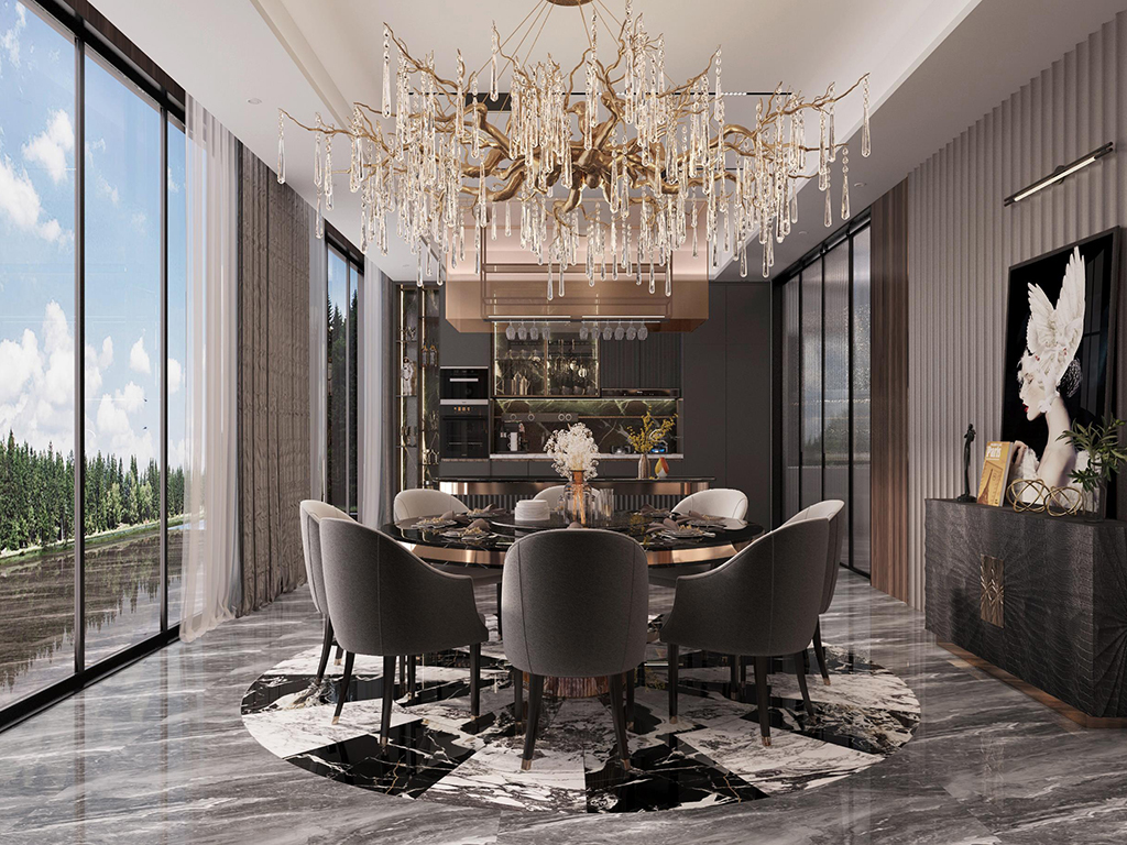 Luxury Villa Living Room with Custom Furniture