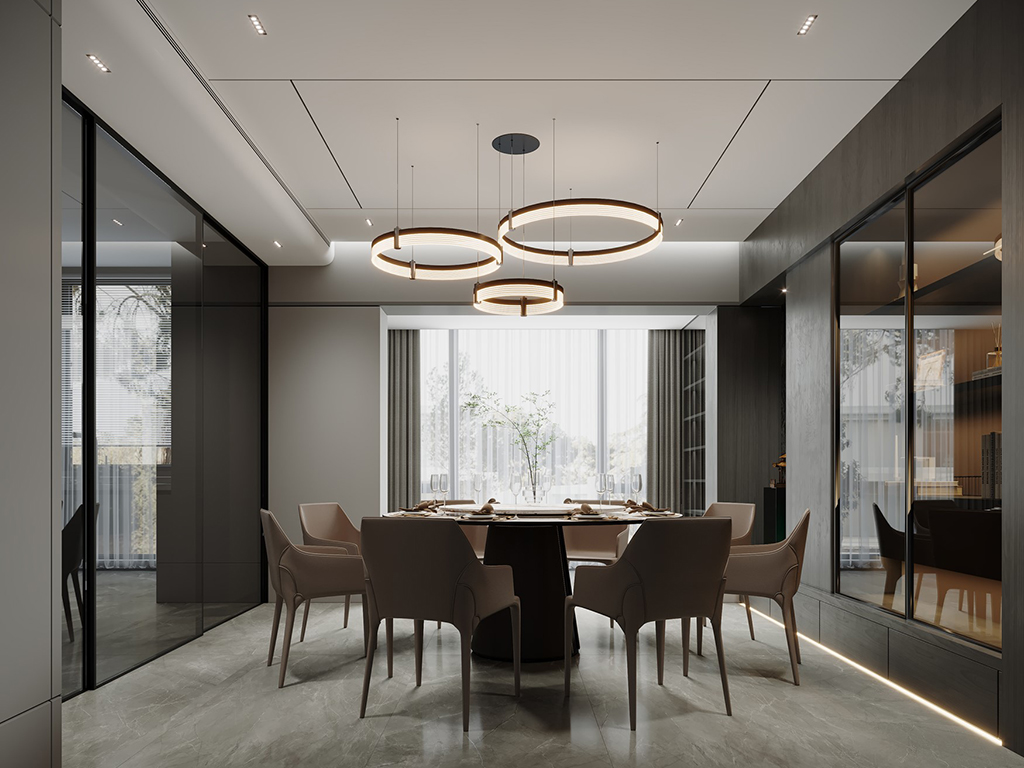 RICHART custom solid wood dining set in a luxury mansion