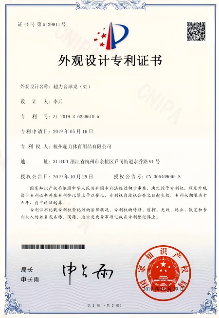 Patent certificate 2