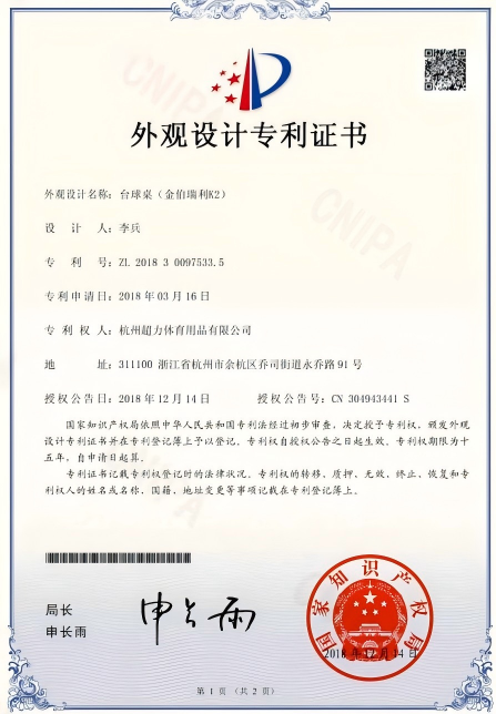 Patent certificate 4