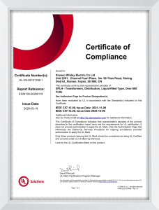UL Certification for Three-Phase Pad-Mounted Transformer