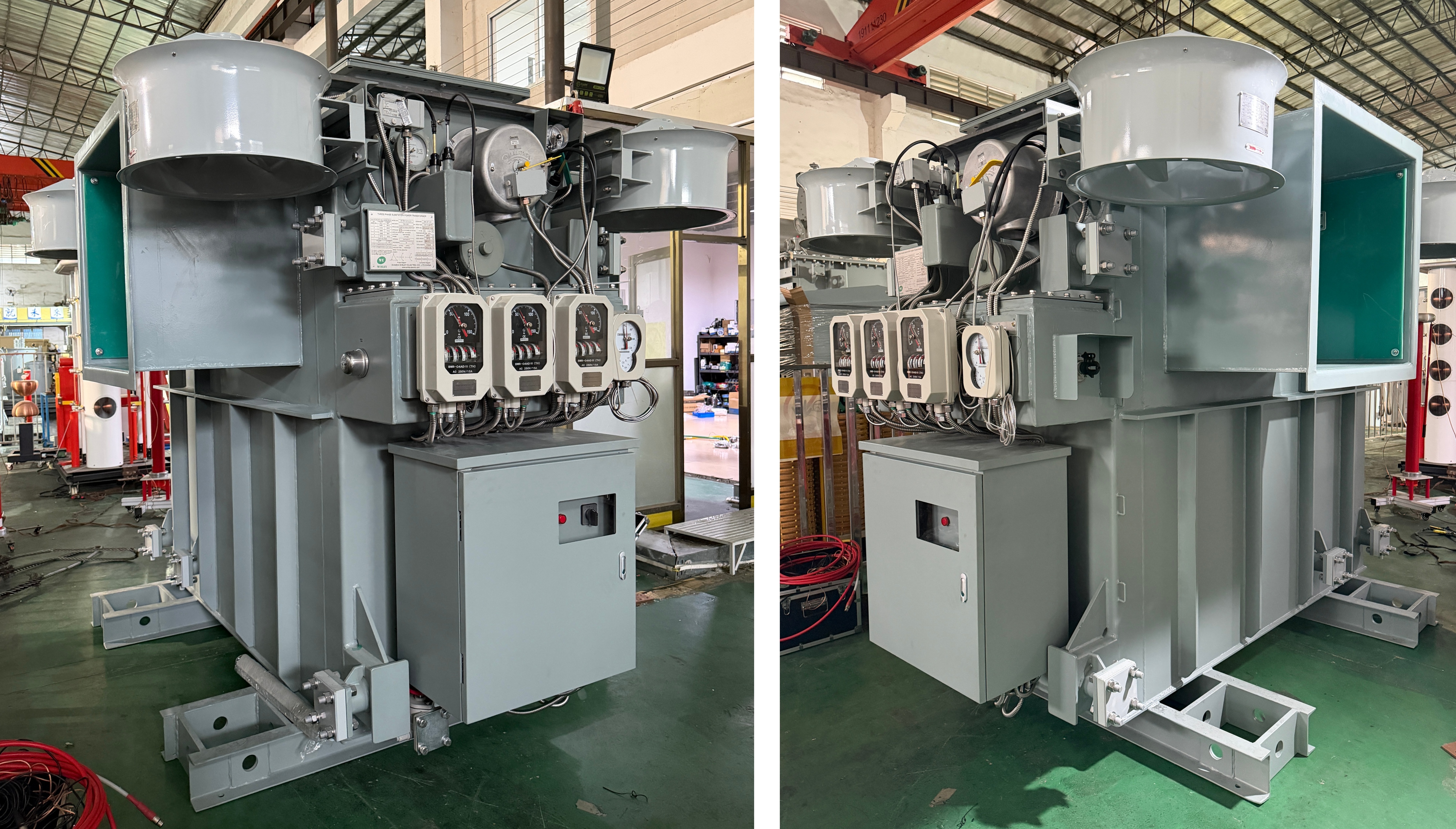 7500/10000 kVA dual-secondary substation transformer with MIDEL 7131 ester fluid for wind farm dual-bus distribution
