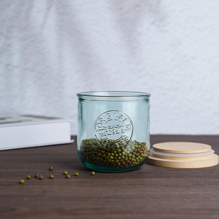 LAKOTTO Recycled Glass Jar with Wooden Lid