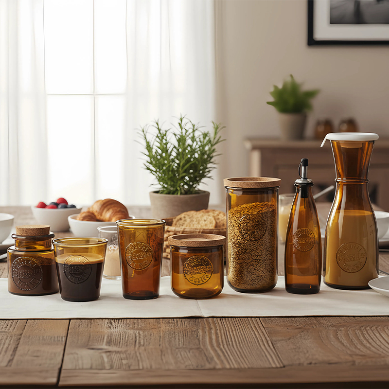 Amber Recycled Glassware Set