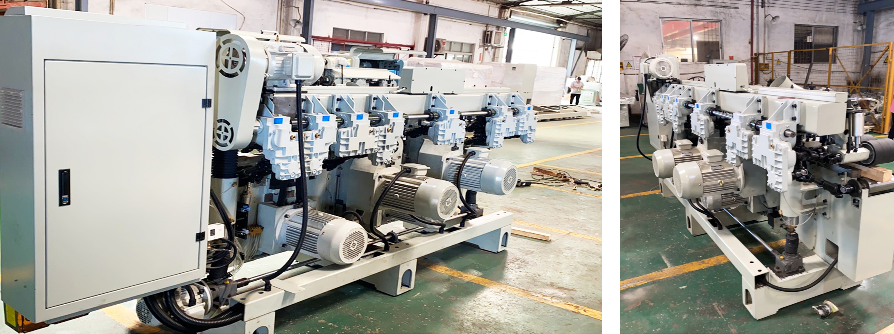 Four-sided planer in a woodworking line, a machine group that runs continuously in high-dust conditions