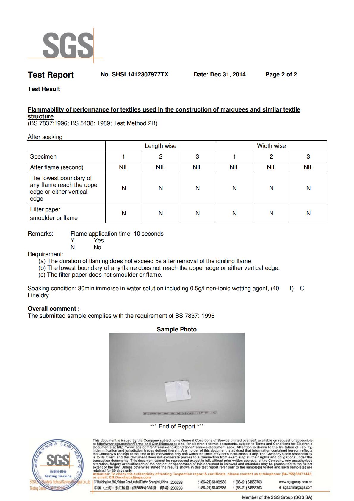 SGS Tested Materials