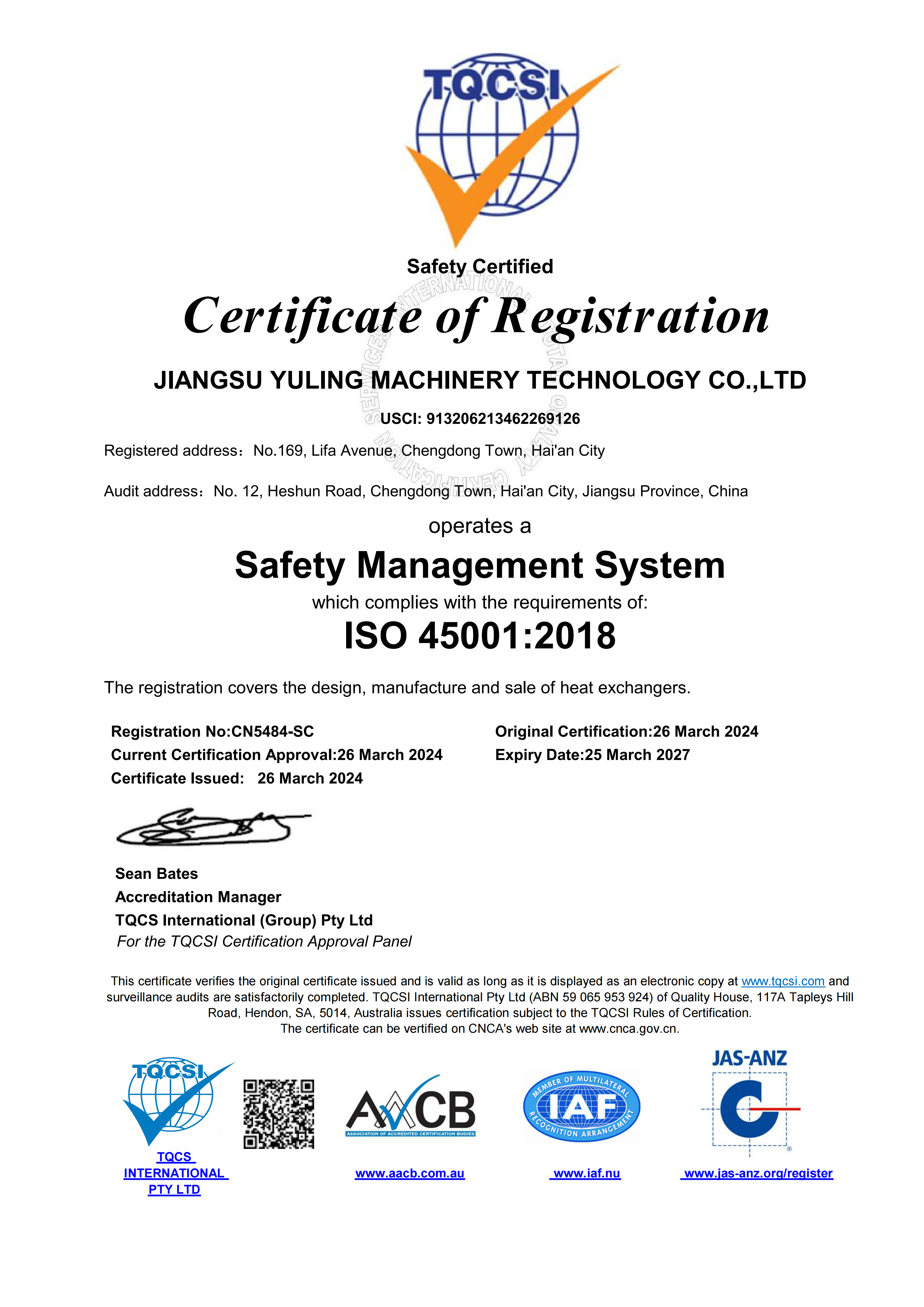 ISO 45001 Certificate