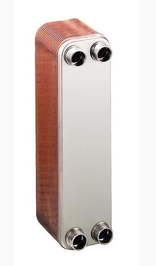 Brazed plate heat exchanger ZL14 with copper brazing visible at edges