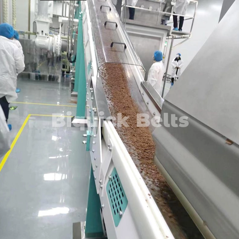 Chocolate production line with steel belt cooling conveyor