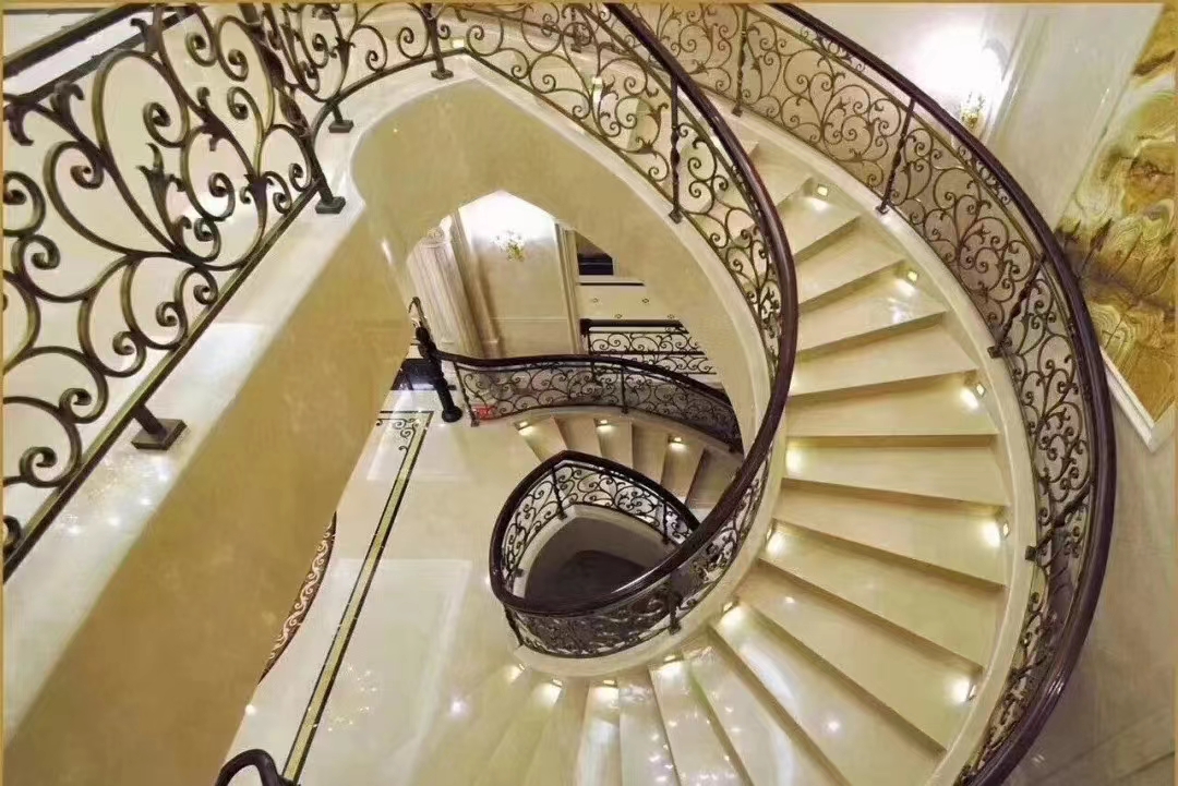 Beige marble stair application