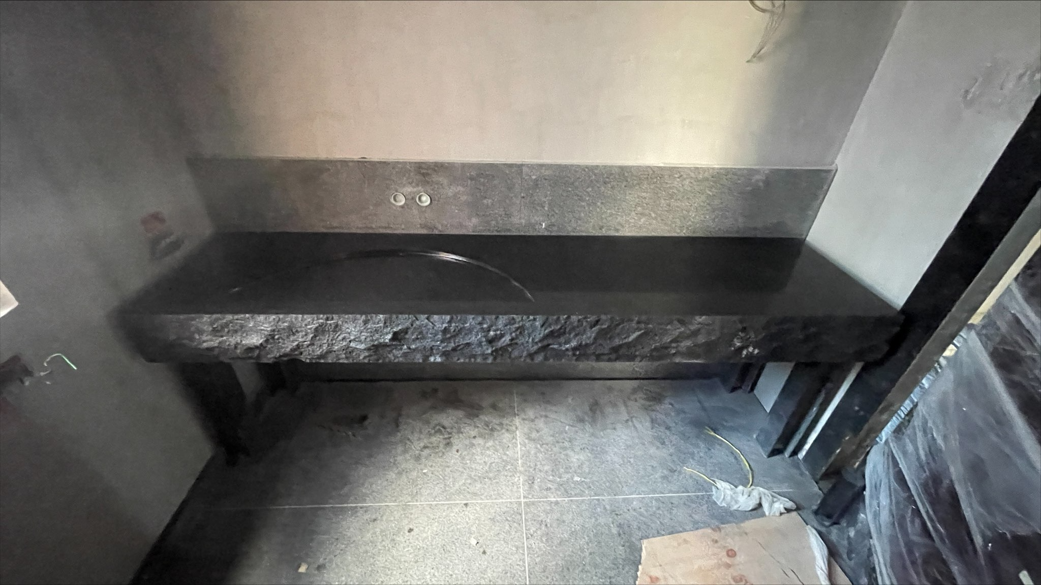 Basalt vanity top - black polished surface