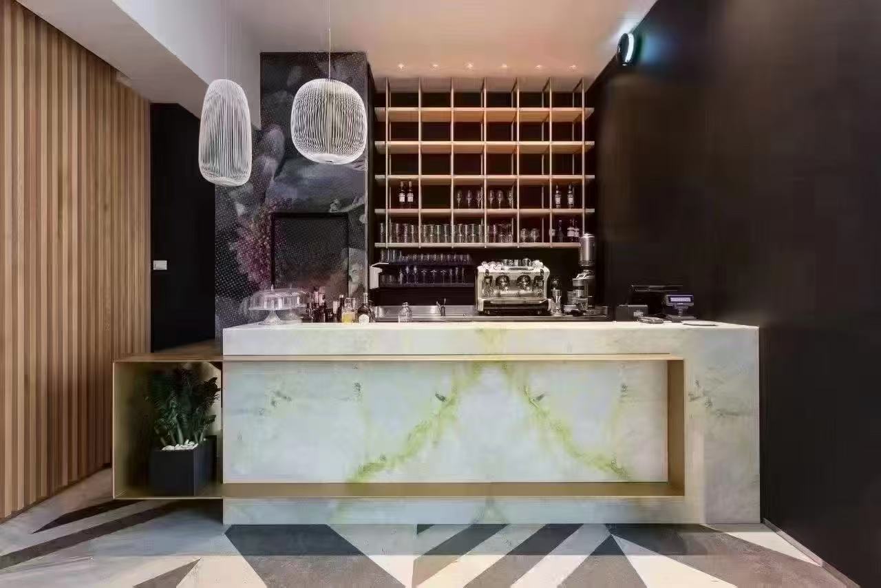 Arctic Green Marble Bar Countertop and Furniture
