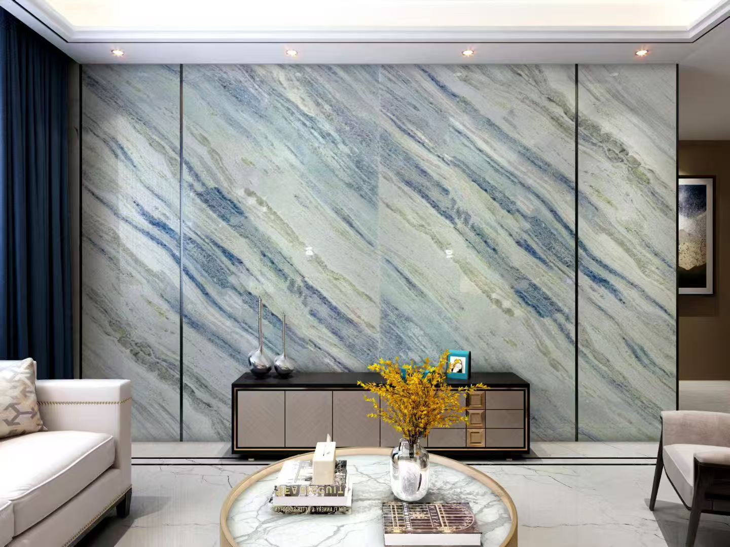Blue crystal marble wall cladding