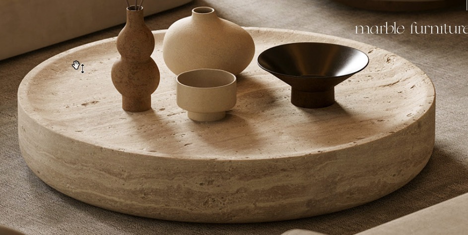 Round Marble coffee table - Example of SONGJIA's villa furniture