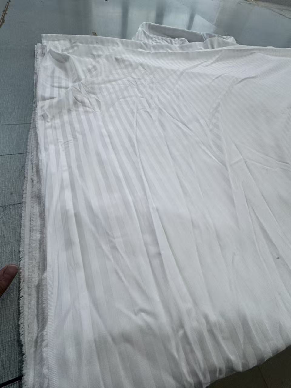 Poly-Cotton Fabric 1cm Satin Stripe 